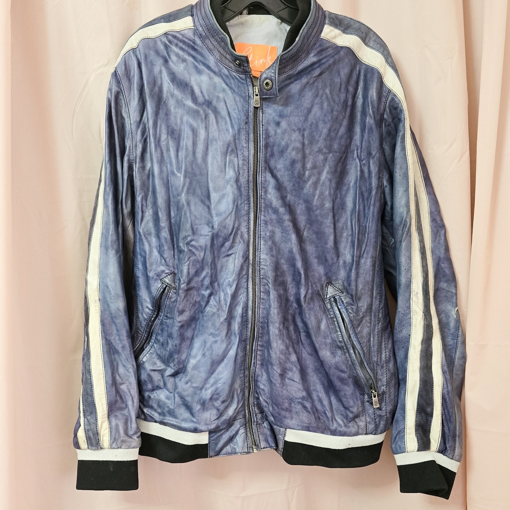Men's Blue Leather Jacket